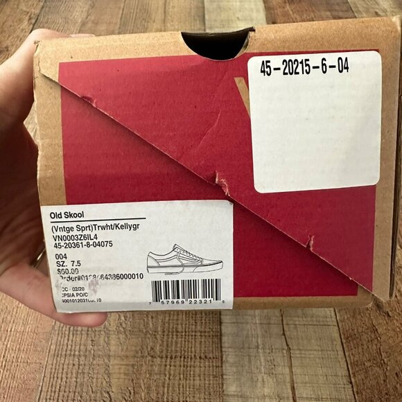 Vans Old Skool Vintage Sport White & Green Slip-On Sneakers Mens 7.5/Womens 9 - Picture 3 of 11